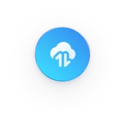 Blue circular icon with a white cloud and two arrows pointing up and down inside it.
