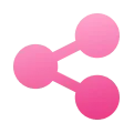 Pink share icon with three connected circles.